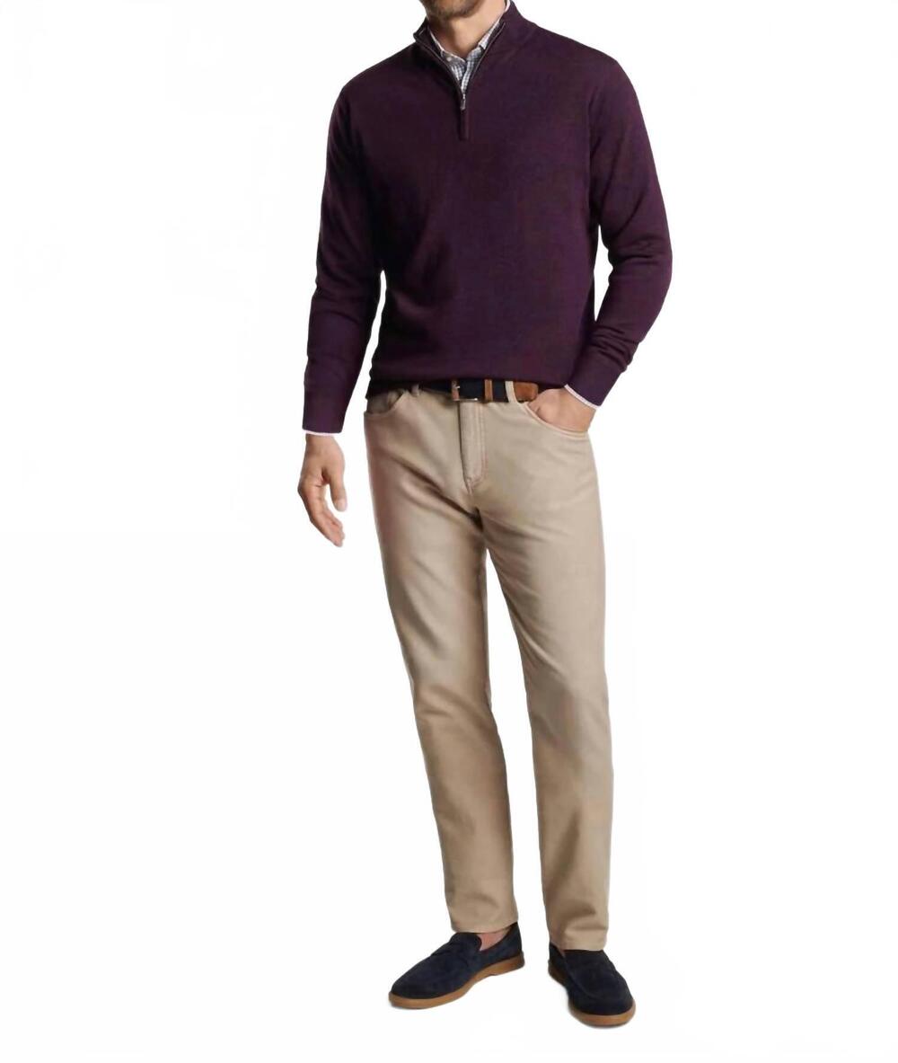 NEW PETER MILLAR autumn crest quarter zip sweater in dark plum